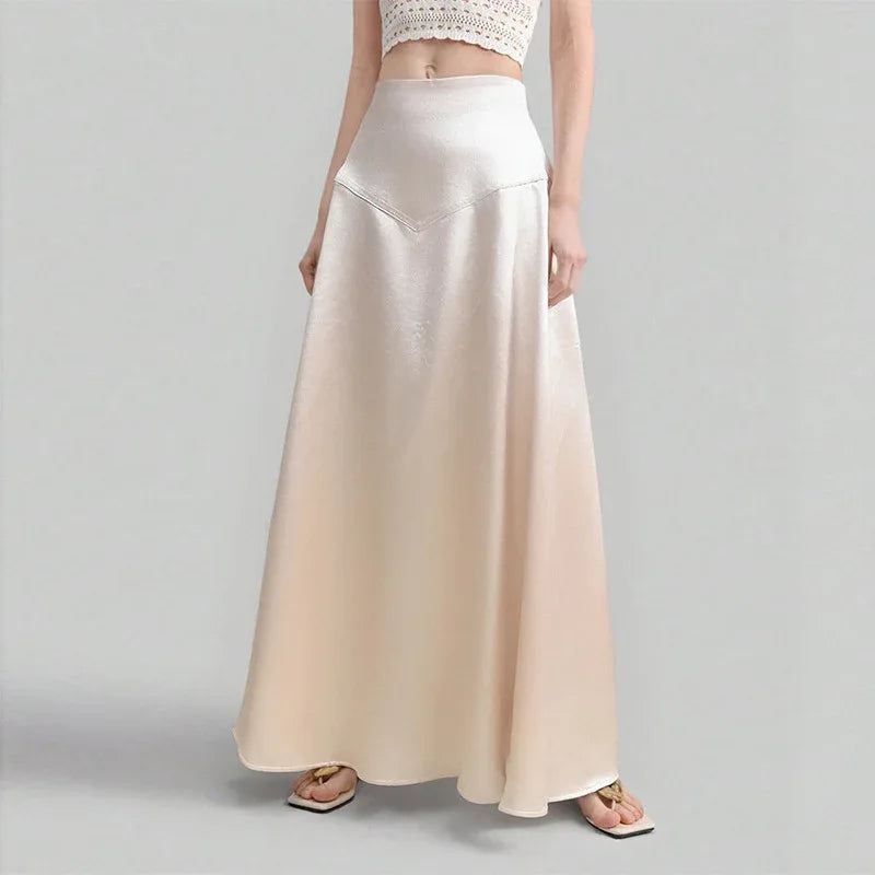 Women's Elegant Satin Loose Straight Skirt - Gizmo Galaxy