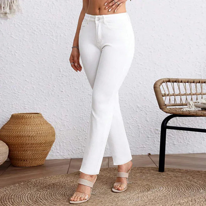 Plus Size White Cropped Straight Jeans - Gizmo Galaxy