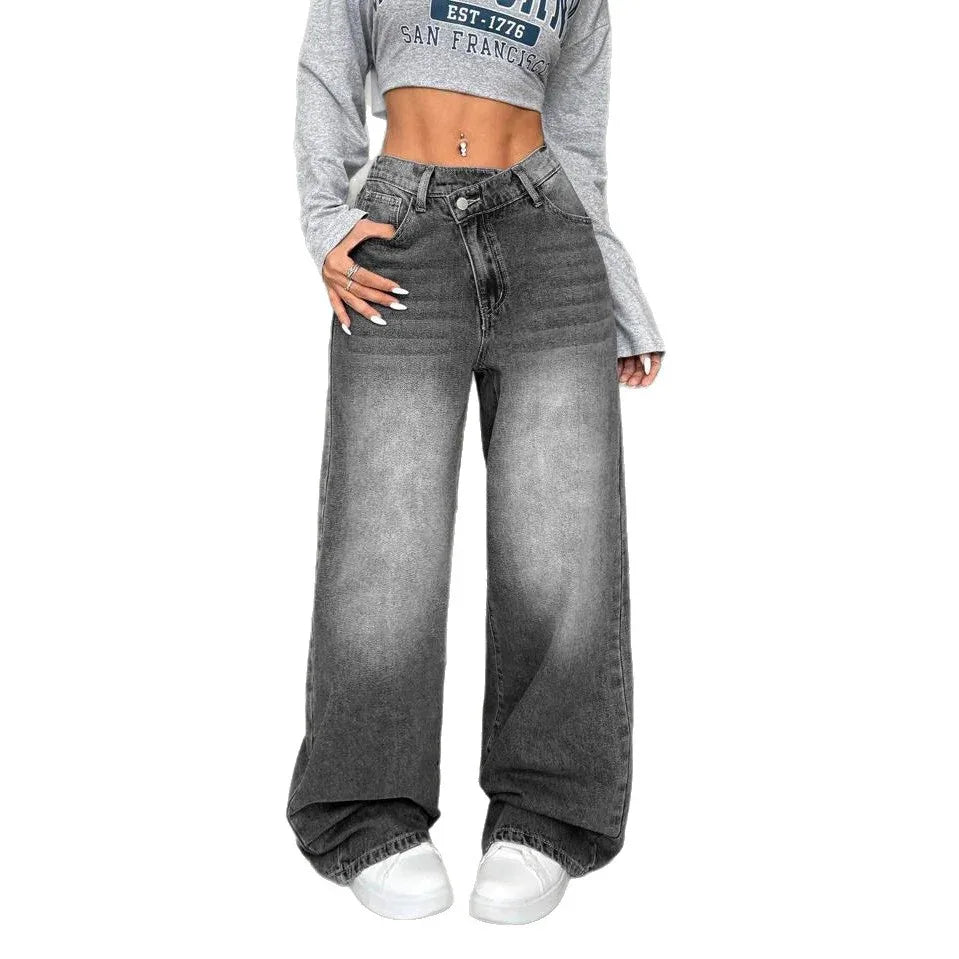 Women's Casual Straight Loose Washed Jeans - Gizmo Galaxy