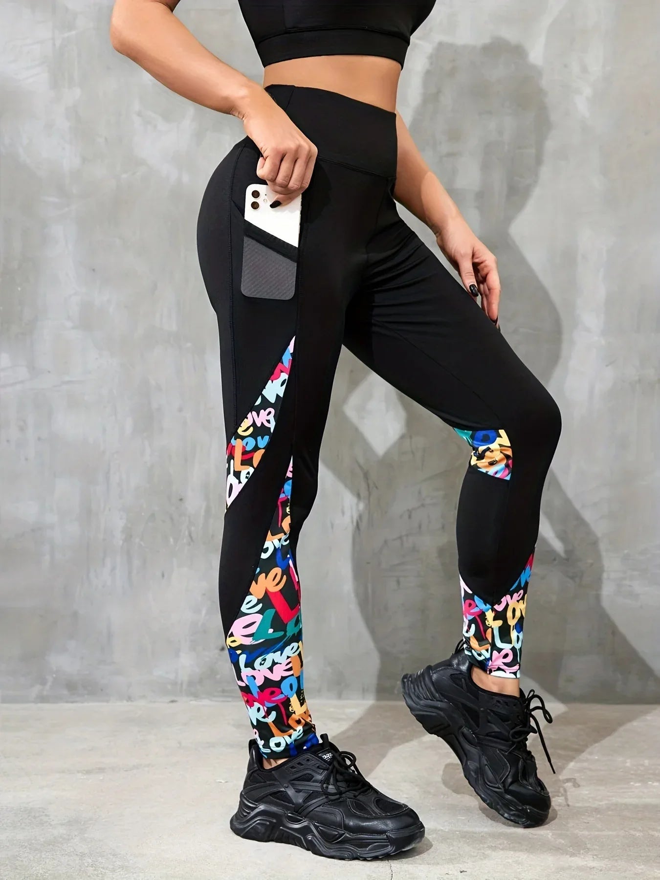 Color Contrast Patchwork Fashion Hip Raise High Waist Tight Sports Yoga Pants Leggings - Gizmo Galaxy