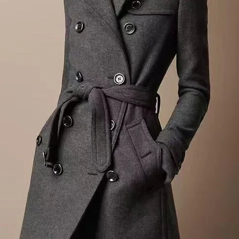Double Breasted Casual Woolen Coat Women's Clothing - Gizmo Galaxy