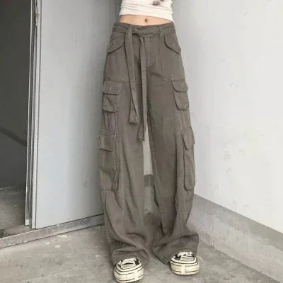 Women's American Vintage Multi-pocket Distressed Loose Cargo Pants - Gizmo Galaxy