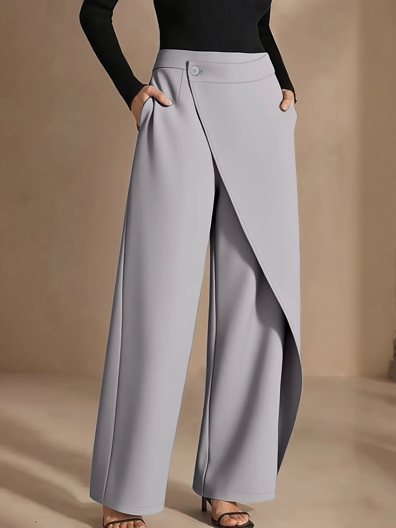 Asymmetrical Draping Suit-style High-waisted Slimming Casual Pants - Gizmo Galaxy