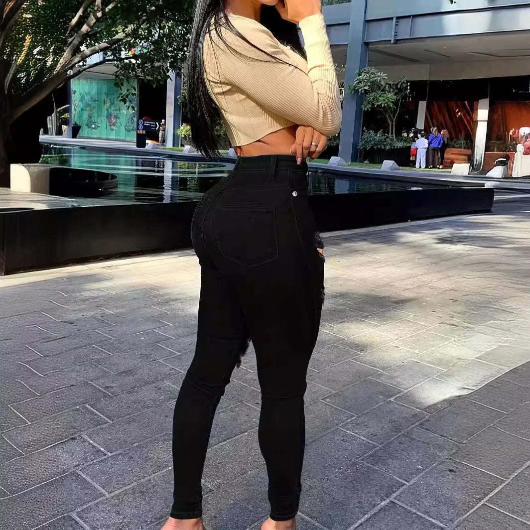 New Ripped Black Jeans For Women - Gizmo Galaxy