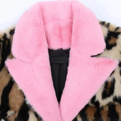 Leopard Print Faux Fur Coat Women's Autumn And Winter - Gizmo Galaxy