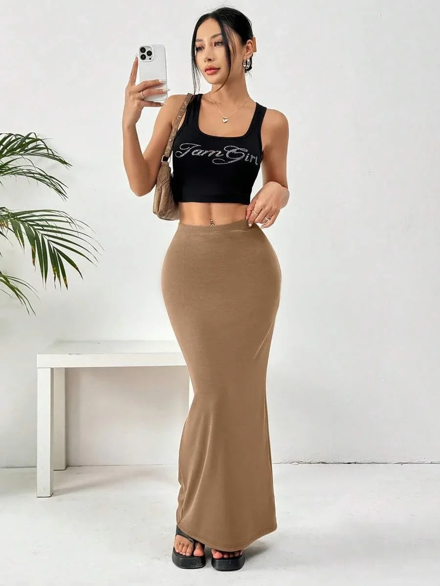 Women's High-Waisted Solid-Color Tight Casual Skirt - Gizmo Galaxy