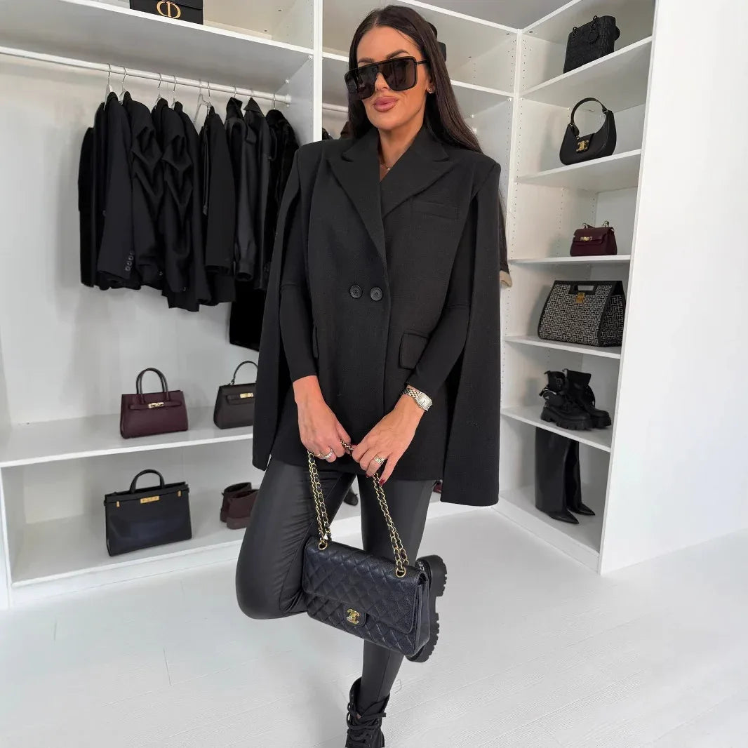 Fashion Solid Color Loose Shawl Coat - Gizmo Galaxy