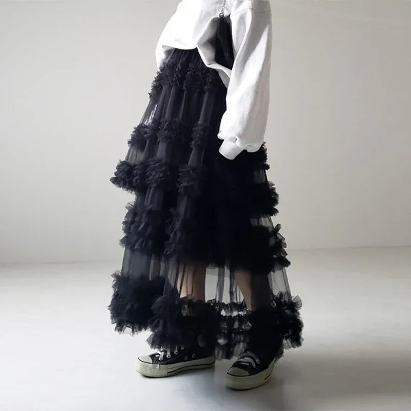 Three-layer Spliced Mesh Japanese-style Women's Skirt - Gizmo Galaxy