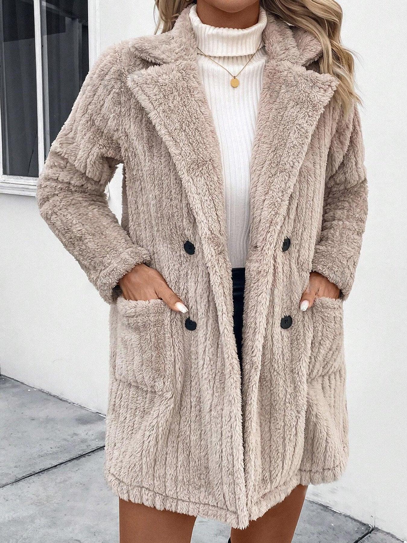 Double-sided Plush Lapel Cardigan Casual Top Coat - Gizmo Galaxy