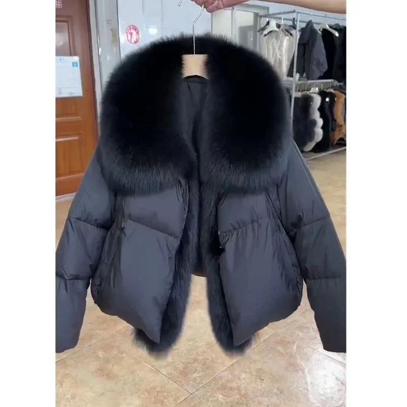 Winter New Fashion Loose Thick Cotton-padded Coat Western Style Fur Collar Slimming Women's Fashion - Gizmo Galaxy