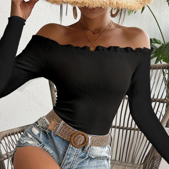 Elegant Slim Solid Color Long Sleeve Women's Top - Gizmo Galaxy