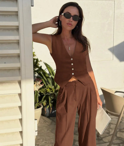 Arrival Commuter Vacation Two-piece Set In Solid Color - Gizmo Galaxy