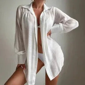 European And American Shirt-style Beach Sun Cover-up - Gizmo Galaxy