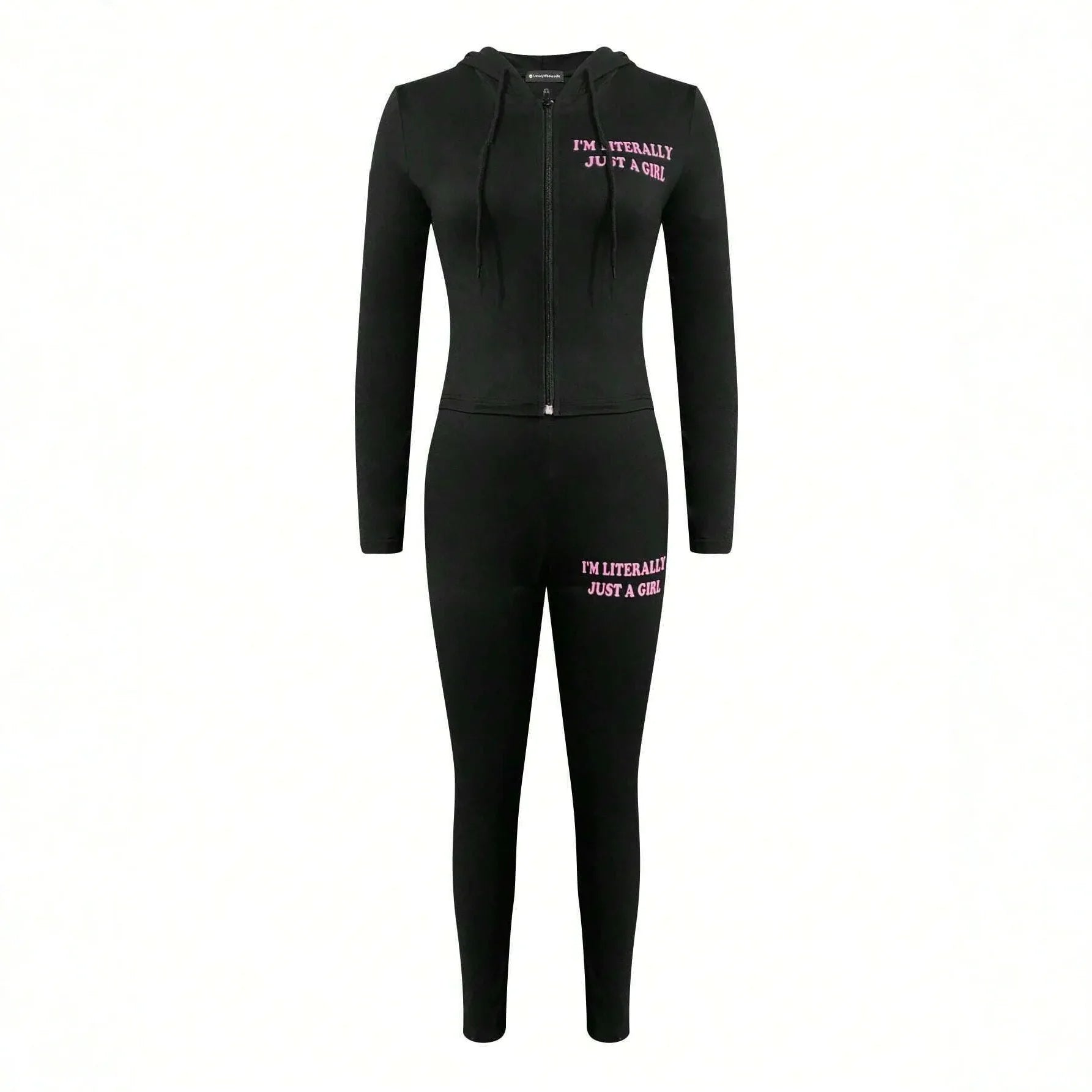 Women's Sporty Letter-Print Long-Sleeve Pants Set - Gizmo Galaxy