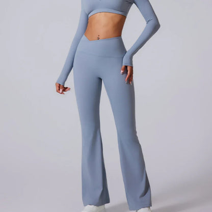 Women's Brushed Texture High Waist Cross Shaping Yoga Pants - Gizmo Galaxy