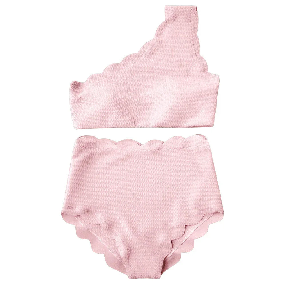 European And American-style Petal-patterned Sexy Off-shoulder High-waist Bikini - Gizmo Galaxy