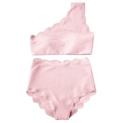 European And American-style Petal-patterned Sexy Off-shoulder High-waist Bikini - Gizmo Galaxy