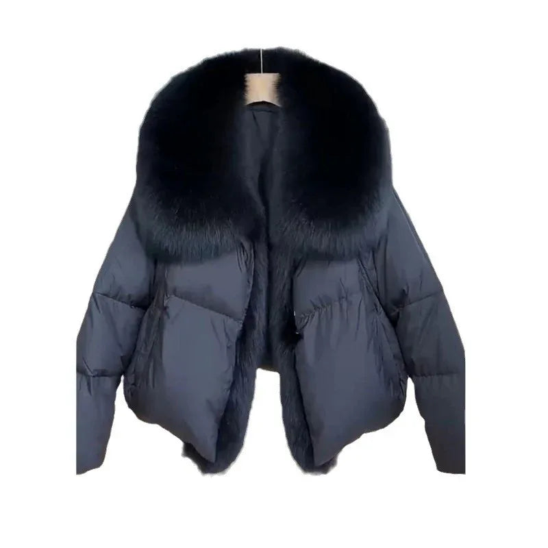 Winter New Fashion Loose Thick Cotton-padded Coat Western Style Fur Collar Slimming Women's Fashion - Gizmo Galaxy