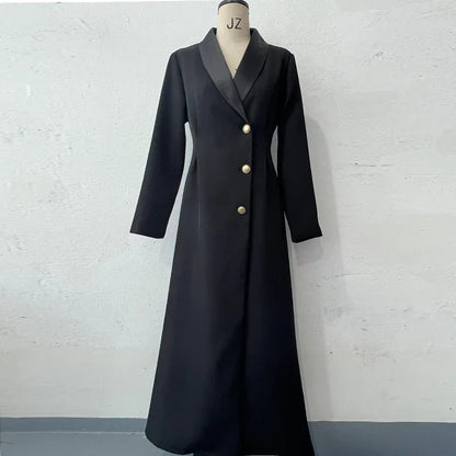 Women's Casual Long Single-breasted Trench Coat - Gizmo Galaxy