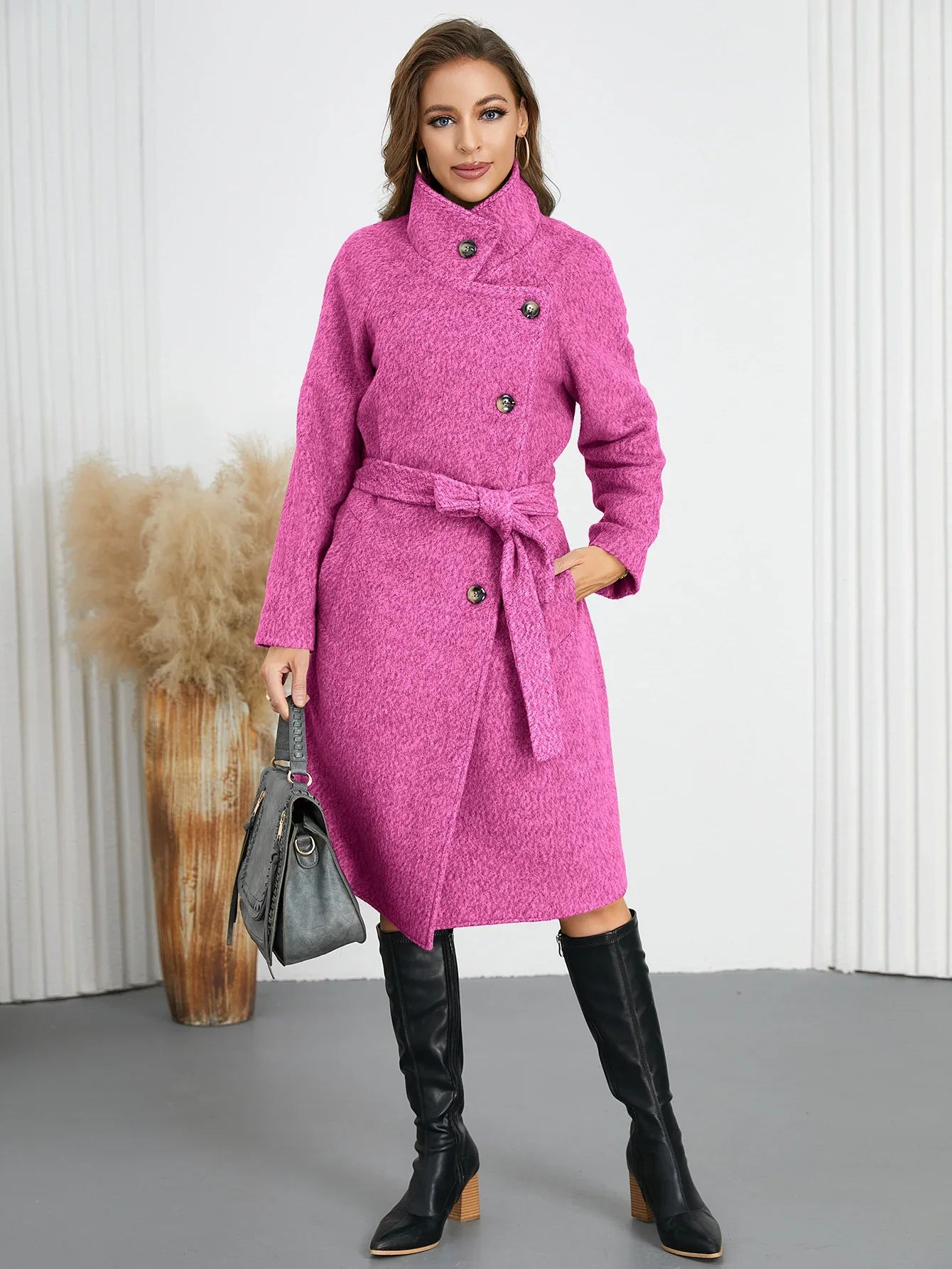Solid Color Woolen Coat Warm Thickened - Gizmo Galaxy