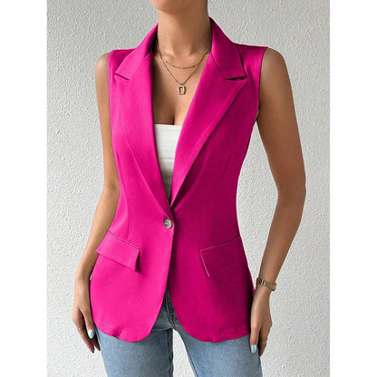 Women's Sleeveless Vest Blazer Casual Open Front Work Office Tops Jacket - Gizmo Galaxy