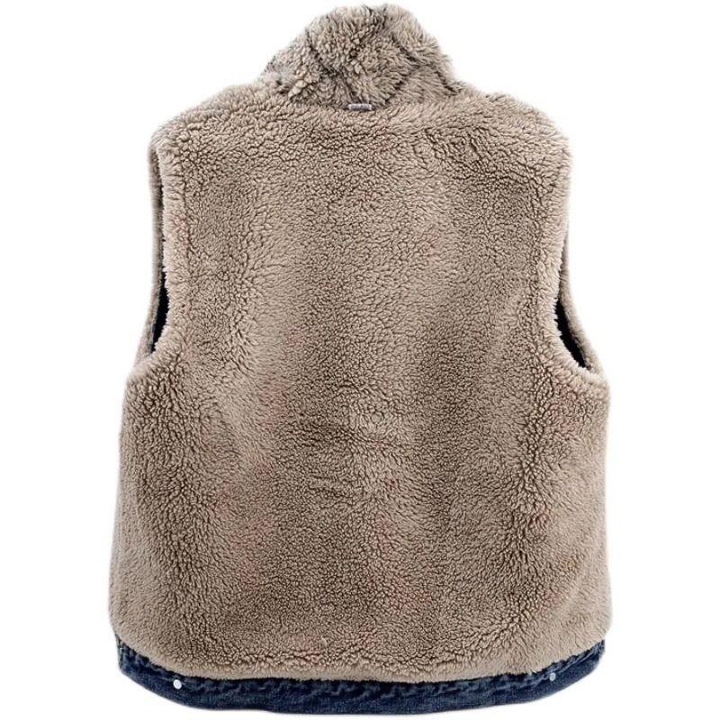Lamb Wool Denim Cotton-padded Waistcoat Women - Gizmo Galaxy