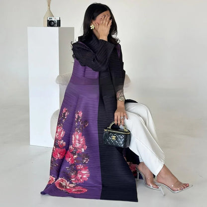 Pleated Trench Djellaba Hot-selling Printed Shawl Cardigan Ethnic Style Cloak Coat - Gizmo Galaxy