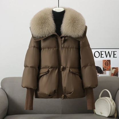 Down Cotton-padded Jacket Women's Short Fur Collar Thickened Coat Winter Clothing - Gizmo Galaxy
