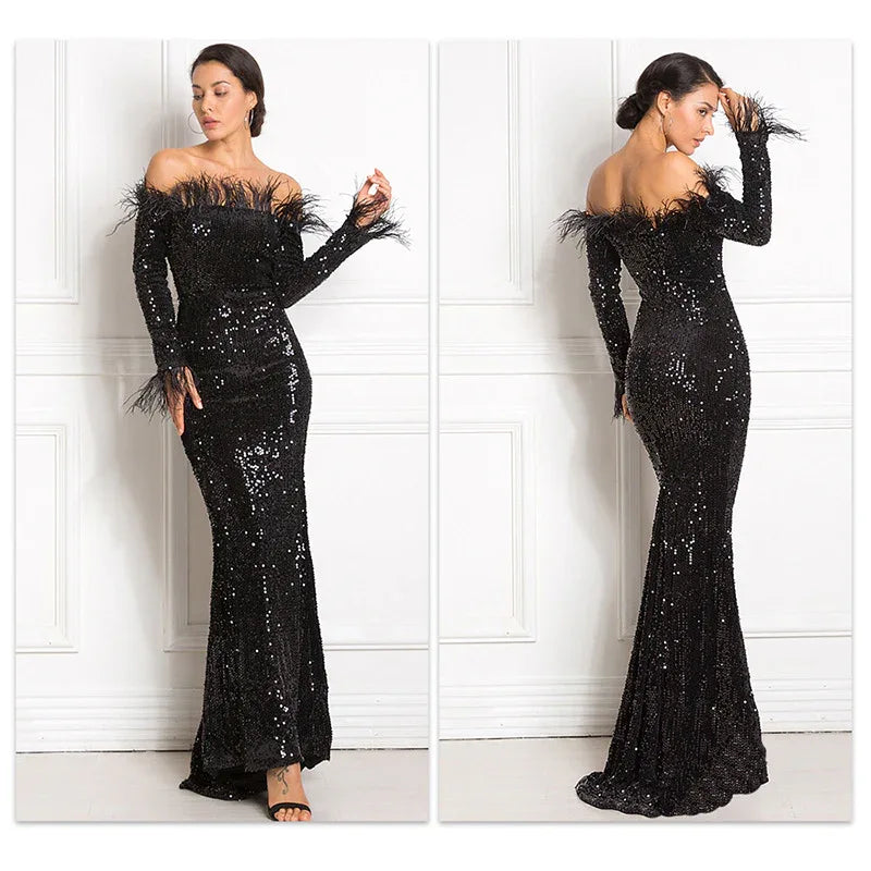 Off-the-shoulder Fishtail Party Formal Dress - Gizmo Galaxy