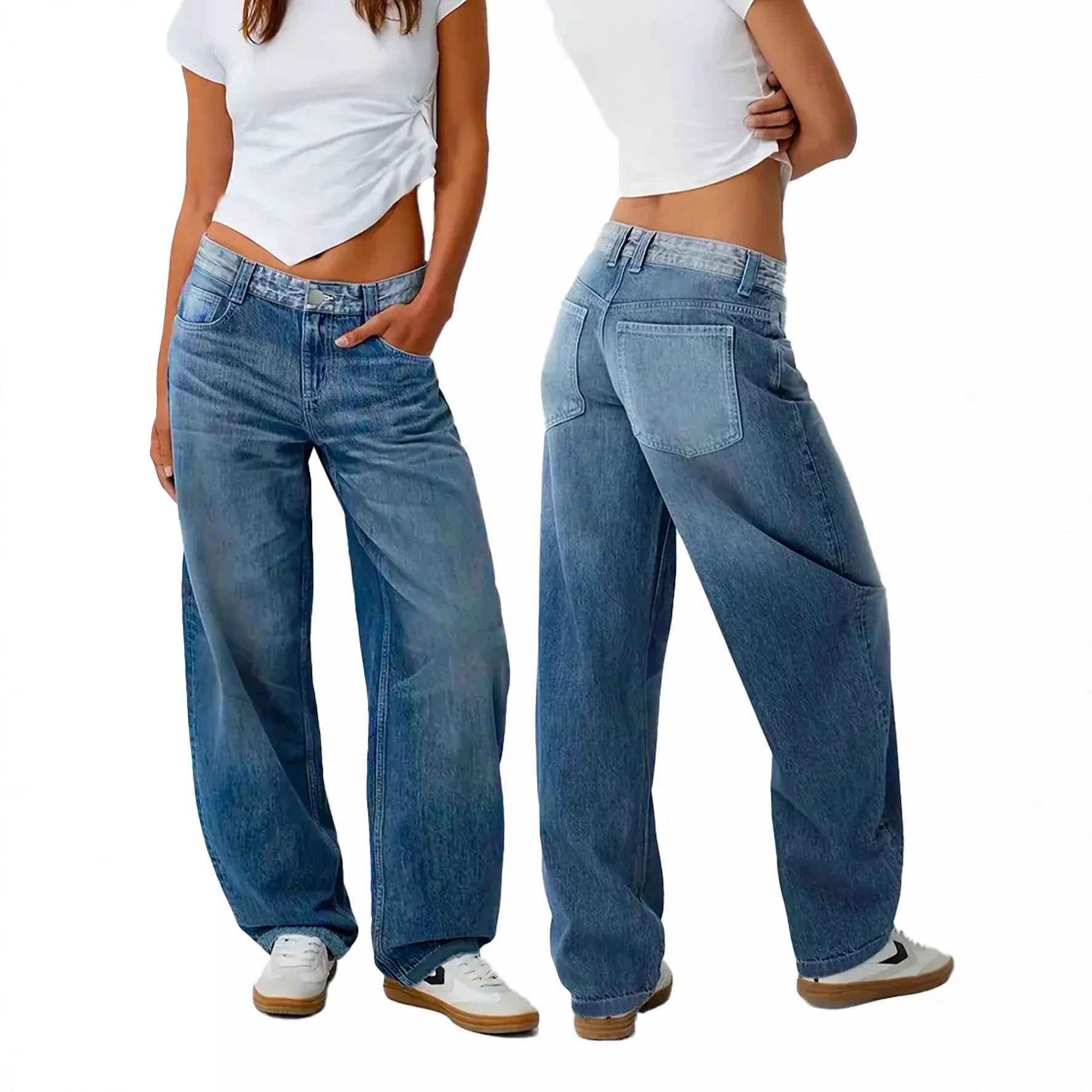 Summer Thin, Loose-fit, Mid-rise, Figure-flattering Wide-leg Denim Jeans For Pear-shaped Figures - Gizmo Galaxy