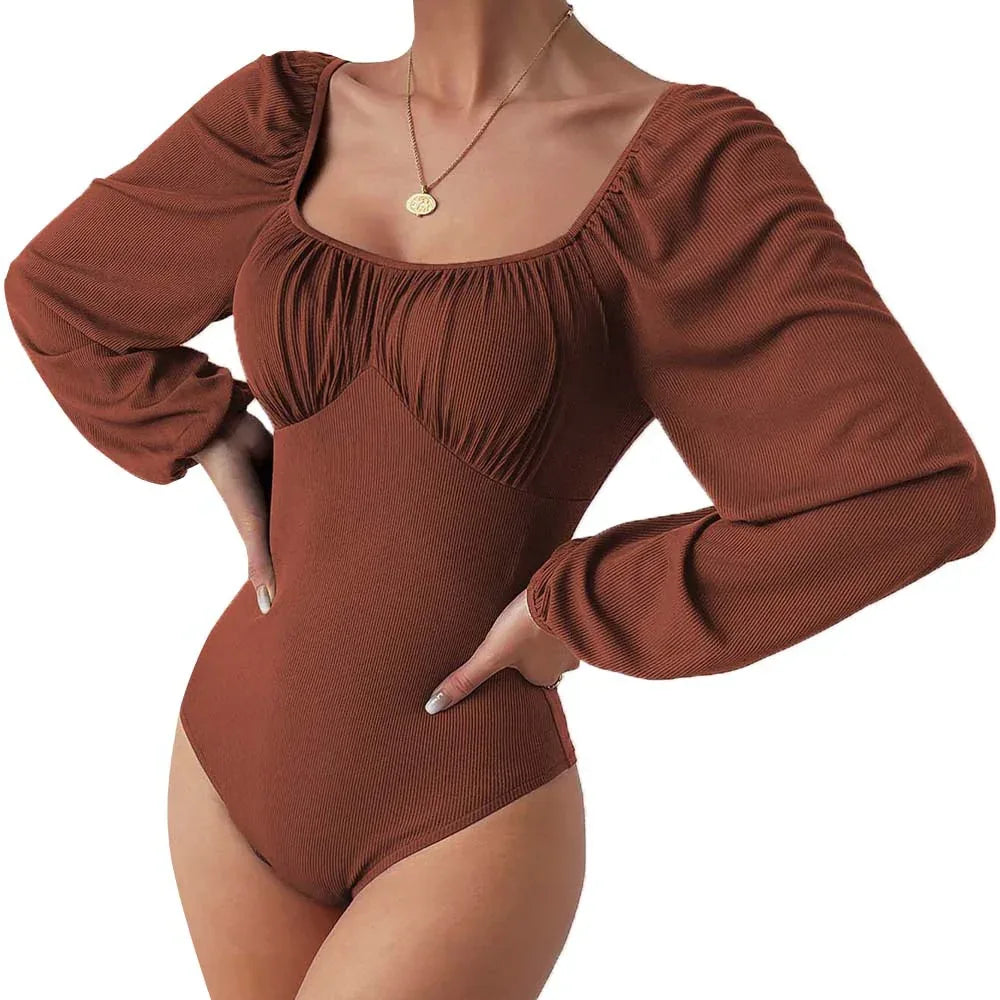 Chanel-style Square Neck Long-sleeved Jumpsuit For Women Comfortable For Autumn And Winter Wear - Gizmo Galaxy