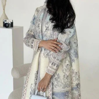 Pleated Trench Djellaba Hot-selling Printed Shawl Cardigan Ethnic Style Cloak Coat - Gizmo Galaxy