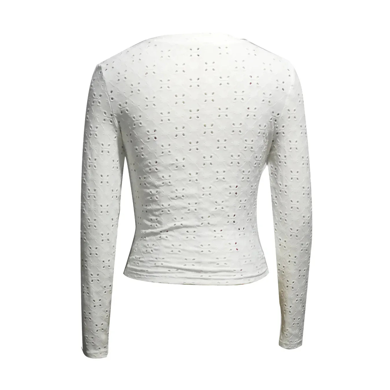 Ladies' Hollowed Out V-neck Fashionable Versatile Shopping Party Hem Irregular Design Elegant Long Sleeved T-shirt Top - Gizmo Galaxy