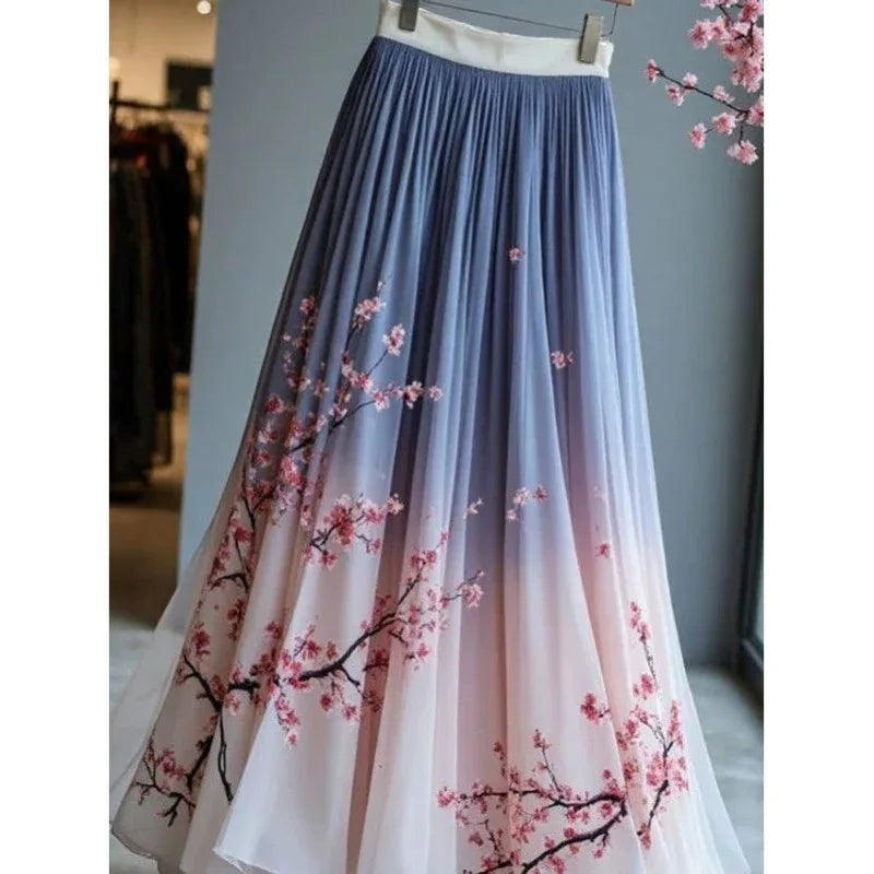 Women's Chinese-style Printed Skirt - Gizmo Galaxy
