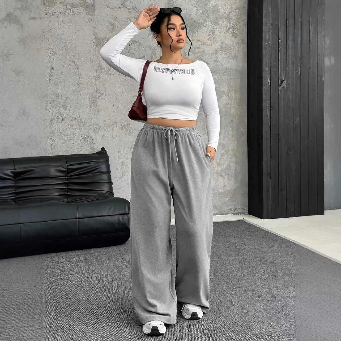 New Women's Drawstring-waist Straight-leg Casual Loose Pants - Gizmo Galaxy