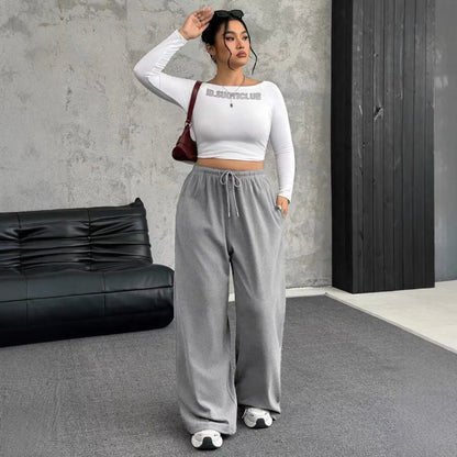 New Women's Drawstring-waist Straight-leg Casual Loose Pants - Gizmo Galaxy