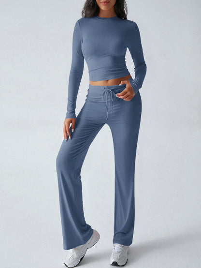 Sports Yoga Style Long-sleeved Straight Pants Casual Suit - Gizmo Galaxy
