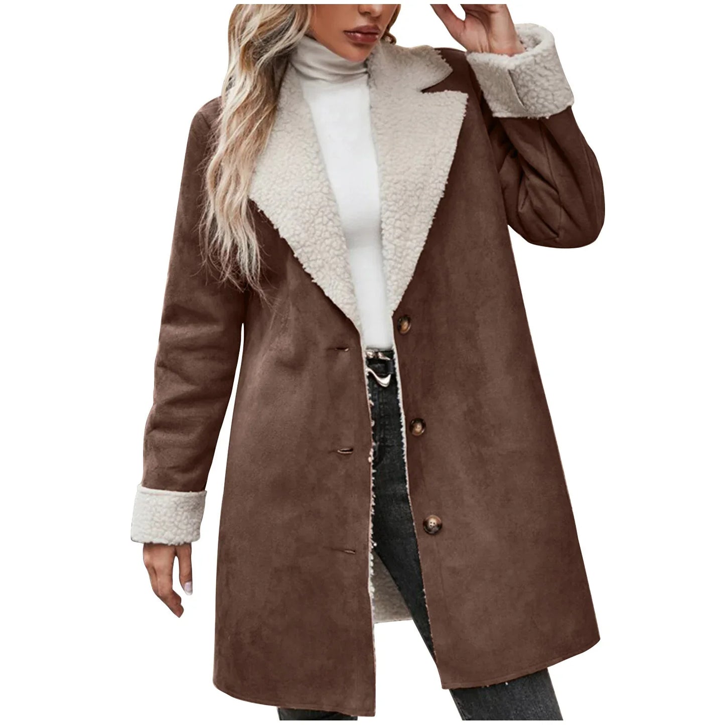Long Sleeve Lapel Thickening Plush Coat - Gizmo Galaxy