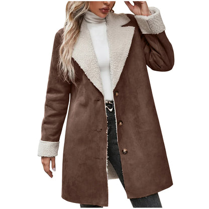 Long Sleeve Lapel Thickening Plush Coat - Gizmo Galaxy