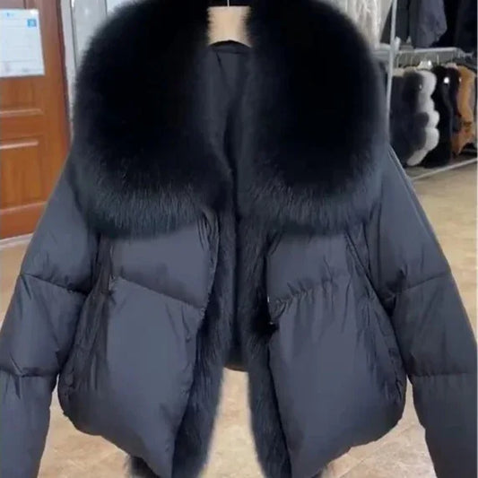 Winter New Fashion Loose Thick Cotton-padded Coat Western Style Fur Collar Slimming Women's Fashion - Gizmo Galaxy