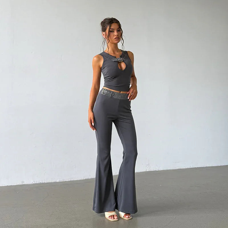 Sexy Hollow-out Sleeveless Tank Top With High Waist - Gizmo Galaxy