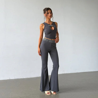 Sexy Hollow-out Sleeveless Tank Top With High Waist - Gizmo Galaxy