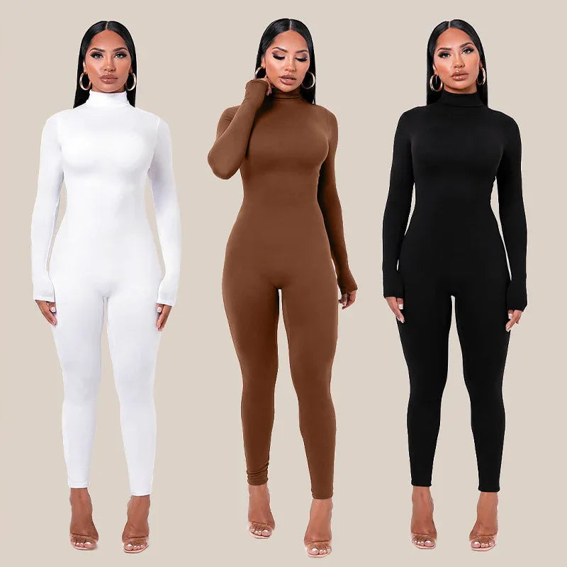 Autumn And Winter Solid Color Tight Long Sleeve Fleece-lined Yoga Jumpsuit - Gizmo Galaxy