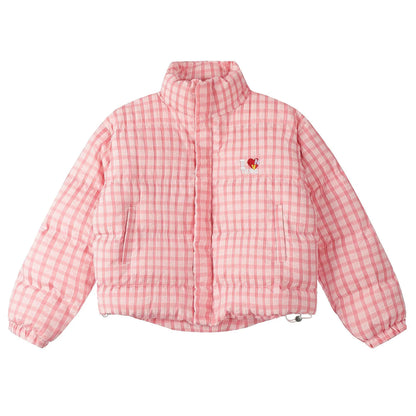 American Retro Trendy Simple Plaid Stand Collar Niche Casual Warm Cotton Coat - Gizmo Galaxy