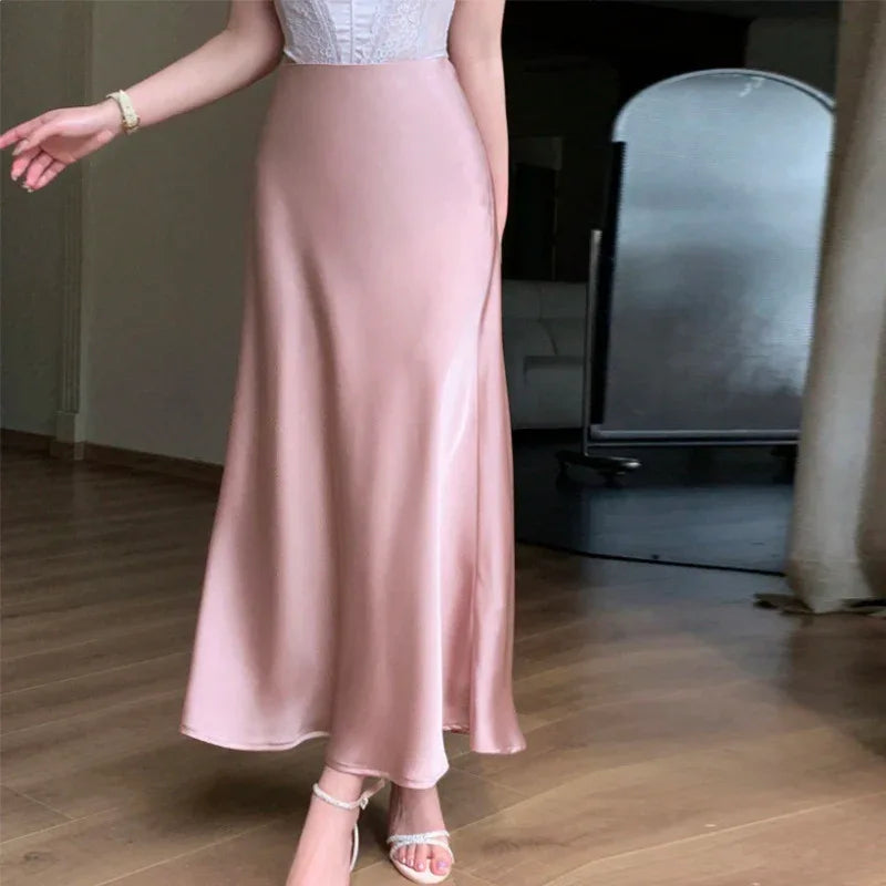 Autumn Winter Elegant Satin Fishtail Pencil Skirt - Gizmo Galaxy