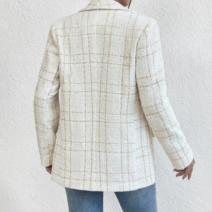 Ladies' Solid Color Linen Fake Pocket Design Fashionable Suit Jacket - Gizmo Galaxy
