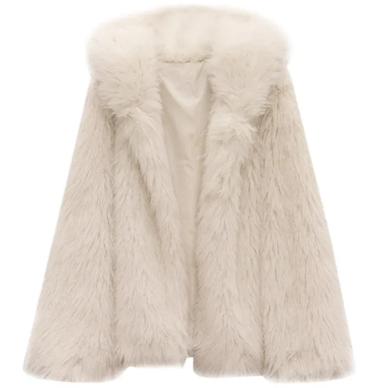 Short Texture Furry Coat Loose Temperament Lapel Cool Long Sleeve Fashion Women - Gizmo Galaxy
