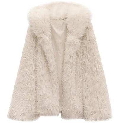 Short Texture Furry Coat Loose Temperament Lapel Cool Long Sleeve Fashion Women - Gizmo Galaxy