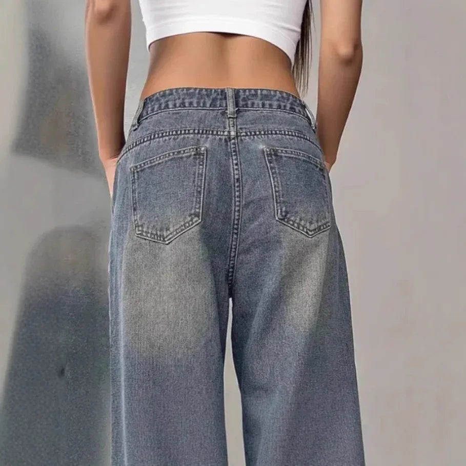 European And American Women's Washed Vintage Denim Pants - Gizmo Galaxy