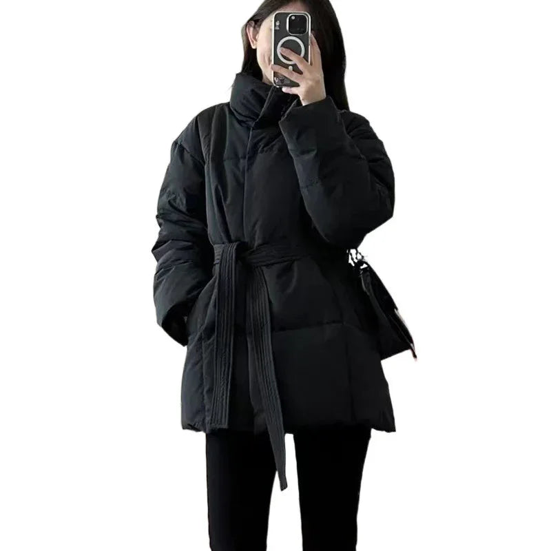 Waist-controlled Lace-up Cotton Coat Jacket Women - Gizmo Galaxy